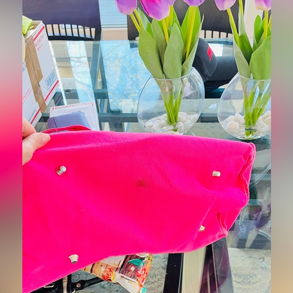 Lilly Pulitzer White Label Large Canvas Tote💕 White Pink - Picture 2 of 8